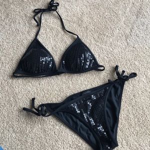 Black sequin bikini set